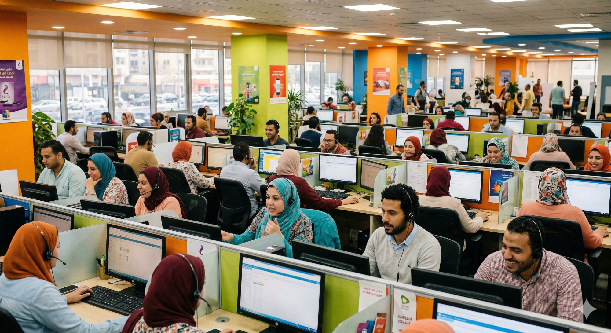 Professional caller in a modern workspace